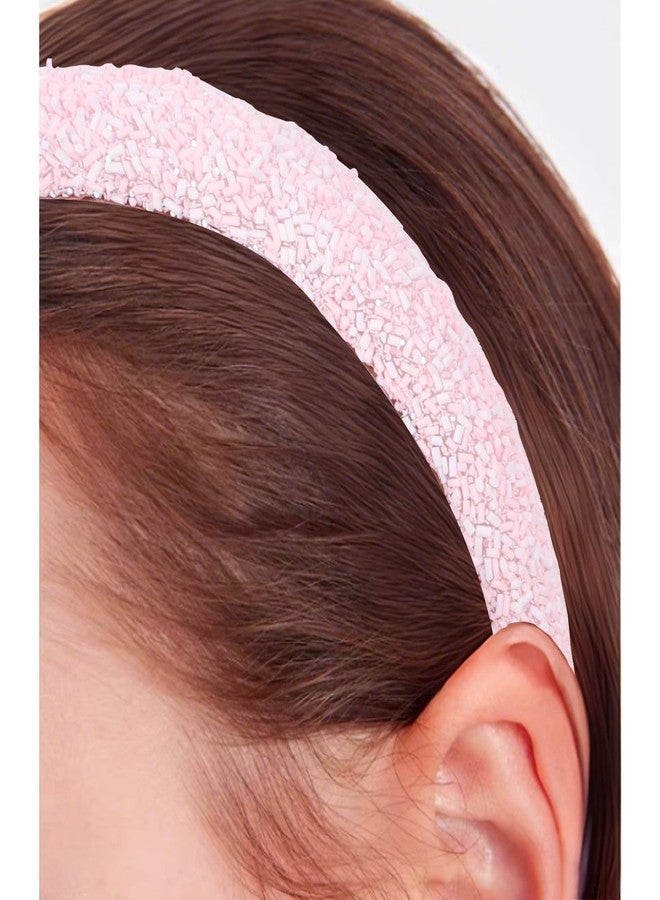 Semato Sprinkle Headband for Women Wide Padded Headband Thick Donut Hairbands Wide Fashion Hair Hoops Thick Padded Girls Hair Accessories (Light Pink-2) - Image 5